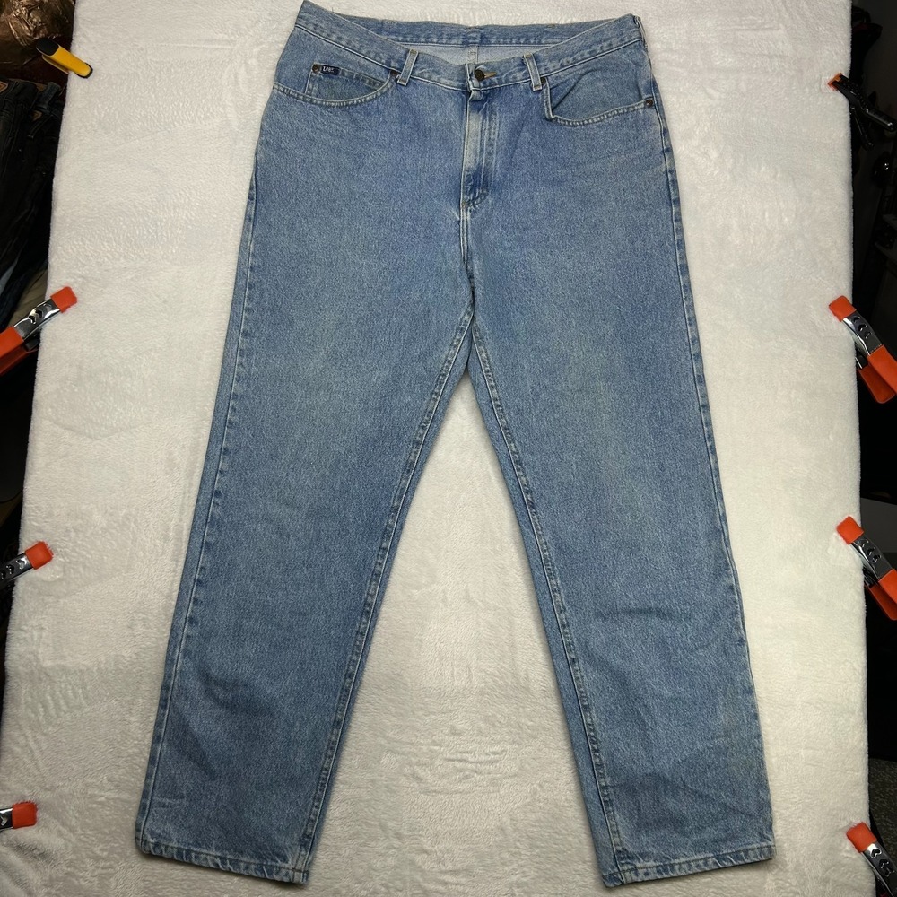 Lee Jeans Men's Blue Denim Pockets‎ High Rise Classic Straight Zip Fly - 39x32